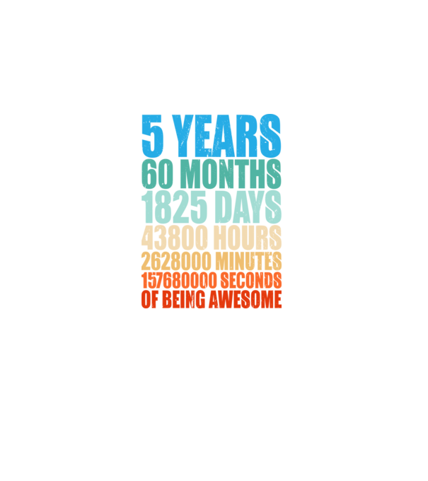 5 years of being awesome model negru pe tricou