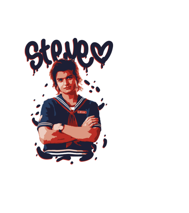 steve stranger things model albastru deschis pe tricou