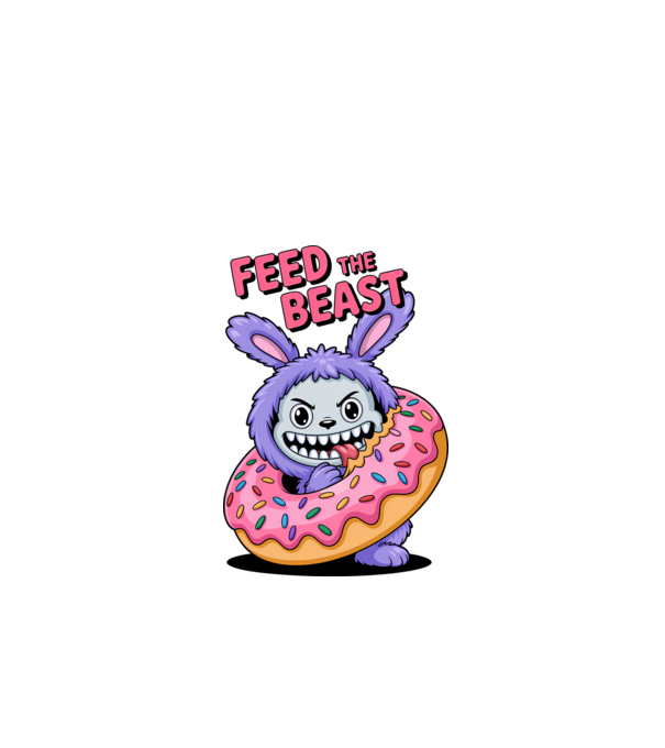 Feed the beast model alb pe tricou