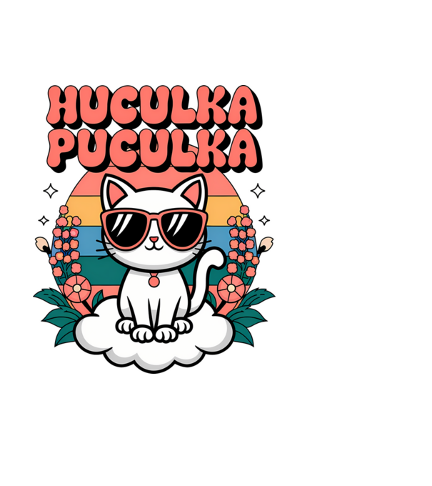 Huculka Puculka pisică 1 model negru pe tricou