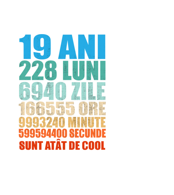 De 19 ani - luni - zile - ore - minute - secunde - sunt atât de cool model negru pe tricou