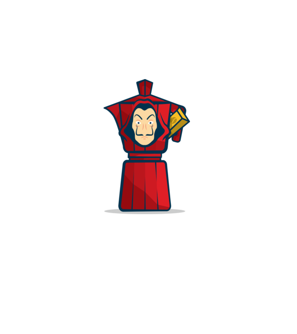 money heist coffee model alb pe tricou