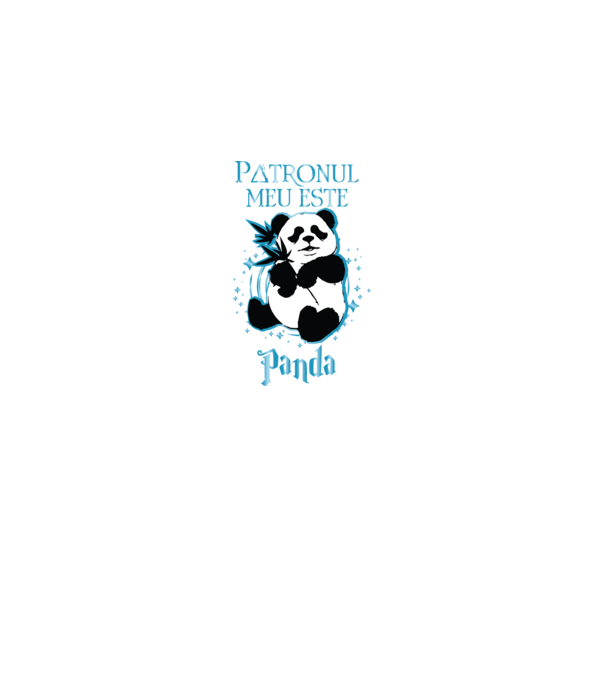 Patronul meu este PANDA model negru pe tricou
