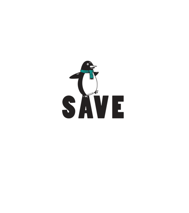 Save penguin model alb pe tricou