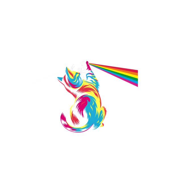 Pisica prismă model alb pe tricou