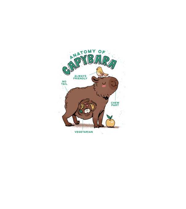 Anatomy of Capybara model alb pe tricou