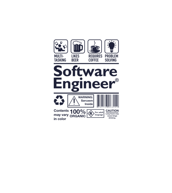 Software Engineer model alb pe tricou
