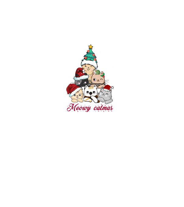 Meowy catmas model alb pe tricou