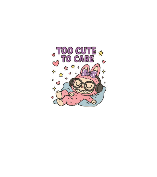 Too cute to care model negru pe tricou