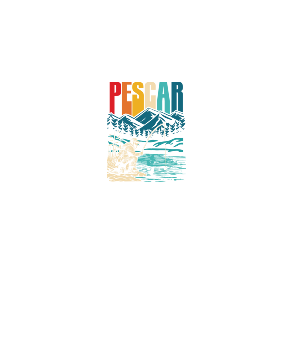 Pescar retro model negru pe tricou