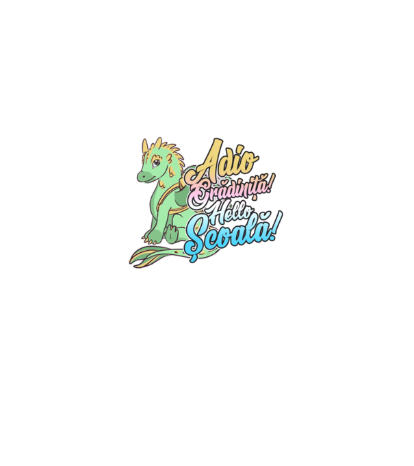 Adio grădiniță! Hello școală! model alb pe tricou