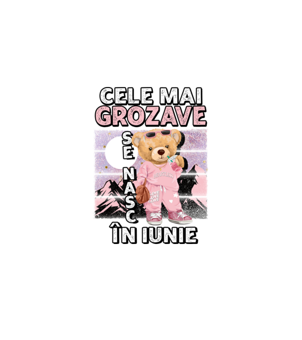 RETRO teddy fetişcană IUNIE model negru pe tricou