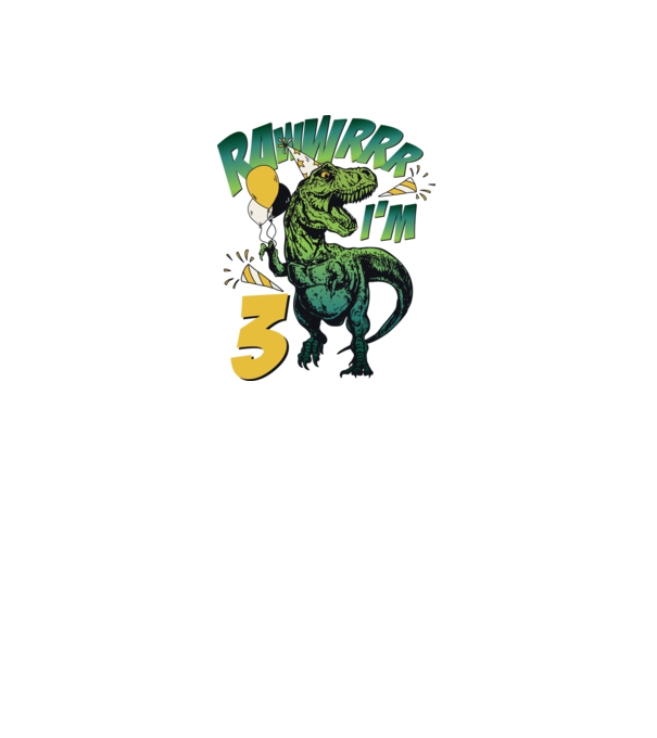 'Birthday Dinosaur rawww i''m 3' model alb pe tricou