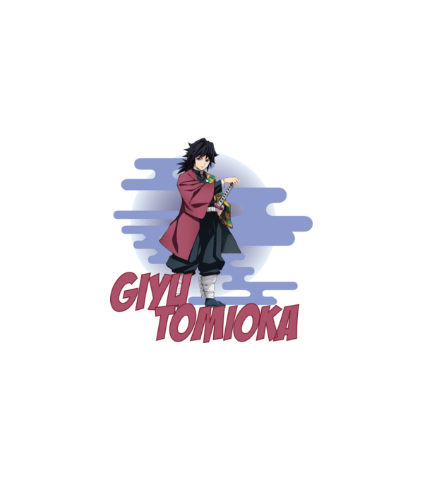 Demon Slayer Giyu model alb pe tricou
