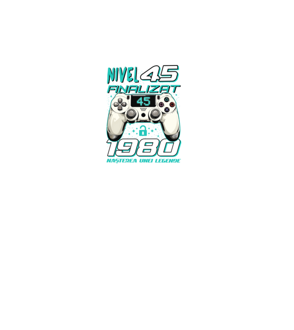 Nivel finalizat 45 1980 model negru pe tricou