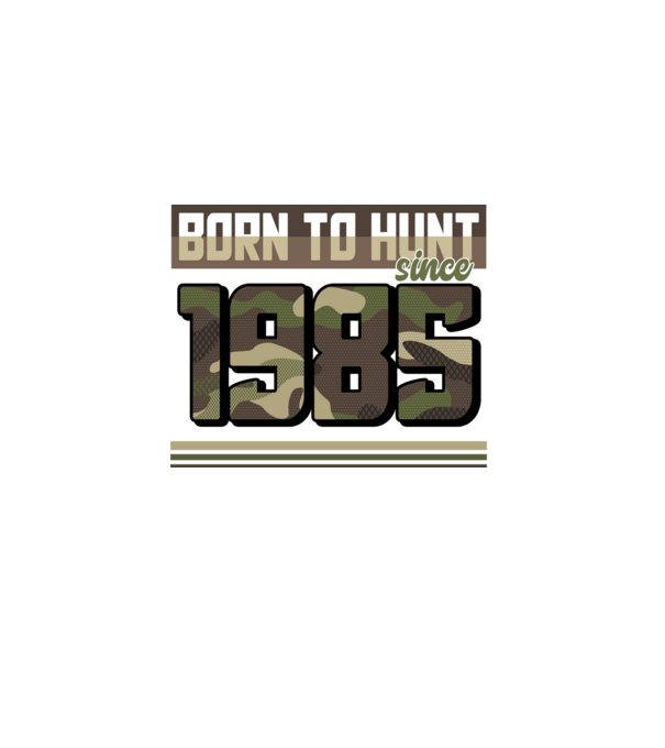 Born to hunt since 1985 model negru pe tricou