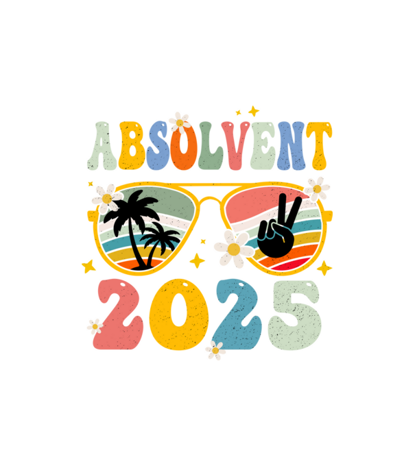 Absolvent 2025 model nisipiu pe tricou