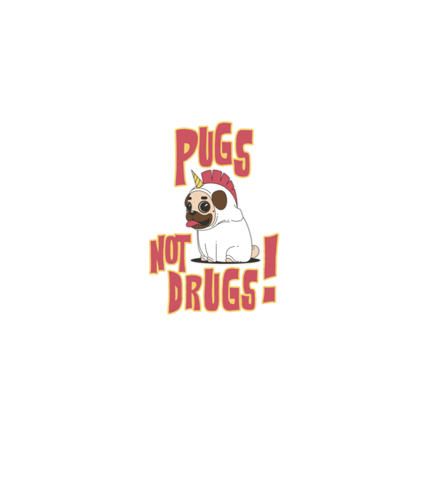 Pugs not drugs model negru pe tricou