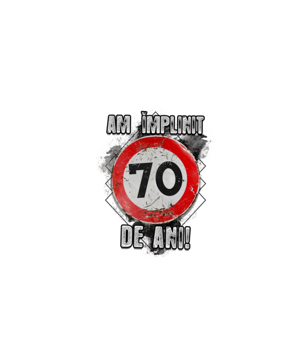 Am împlinit 70 de ani! model negru pe tricou
