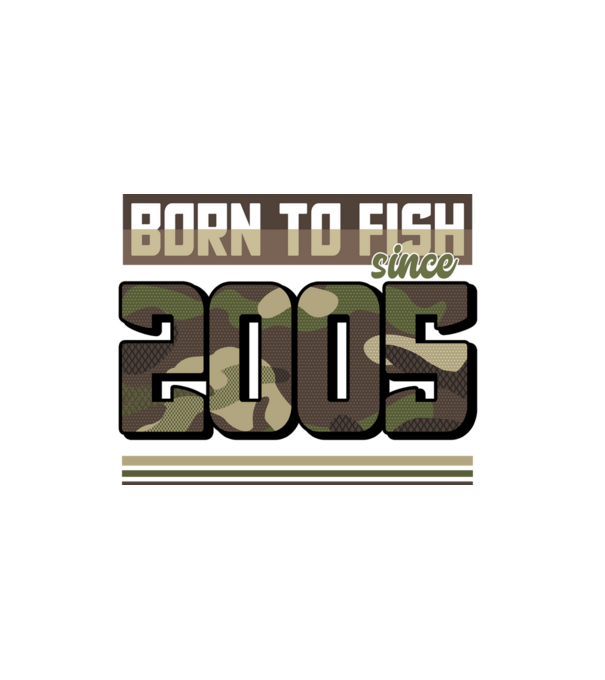 Born to fish since 2005 model alb pe tricou
