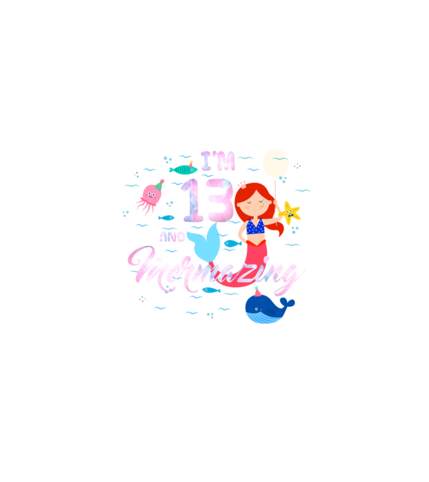 Mermazing Birthday 13 model negru pe tricou
