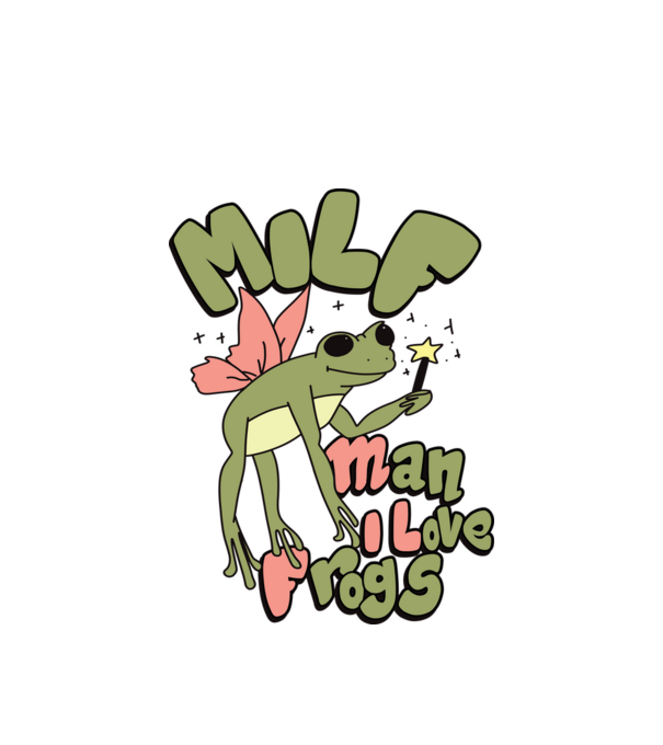 MILF man i love frogs model alb pe tricou