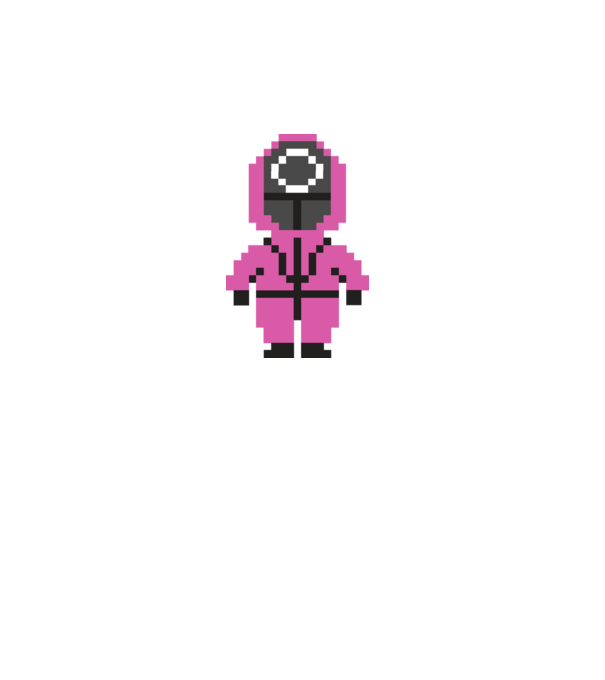 squid game pixel model turcoaz pe tricou
