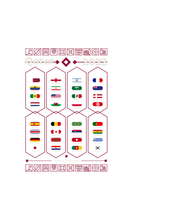 Qatar 2022 teams - groups model alb pe tricou