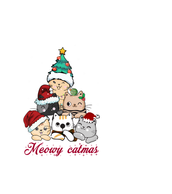 Meowy catmas model alb pe tricou