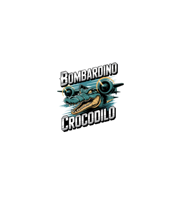 Bombardino Crocodilo 2 model negru pe tricou