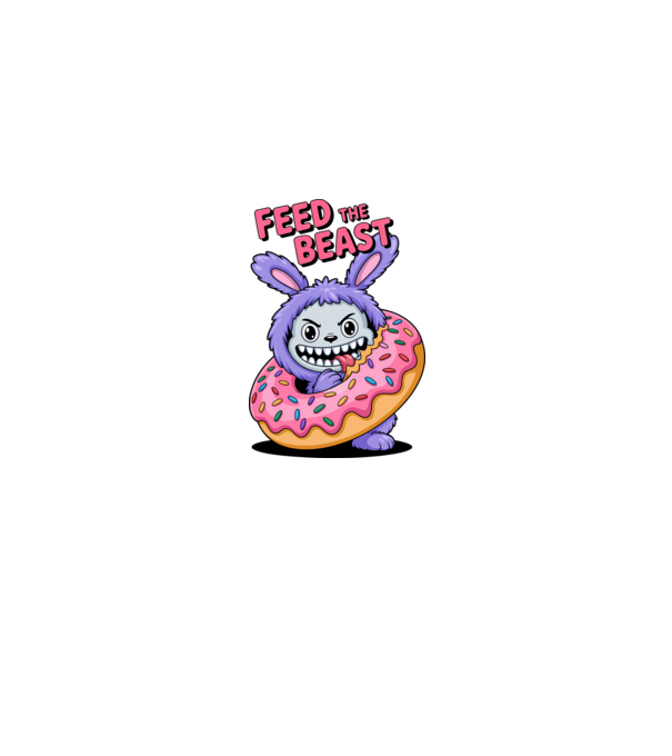 Feed the beast model alb/roșu pe tricou