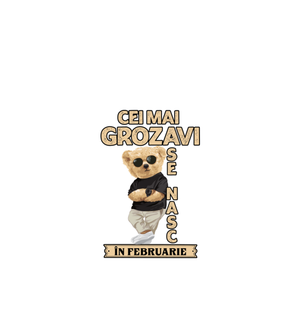 Teddy cel cool februarie model negru pe tricou