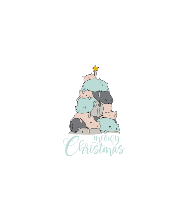 Meowy Christmas model negru pe tricou