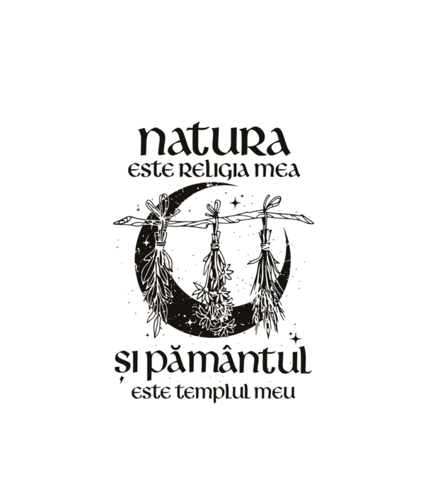 Natura este religia mea model alb pe tricou