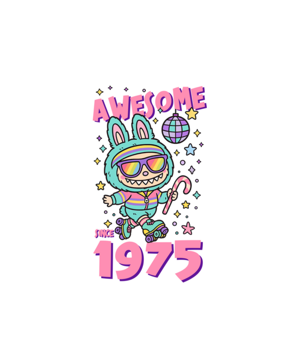 Awesome since 1975 - Labubu model alb pe tricou