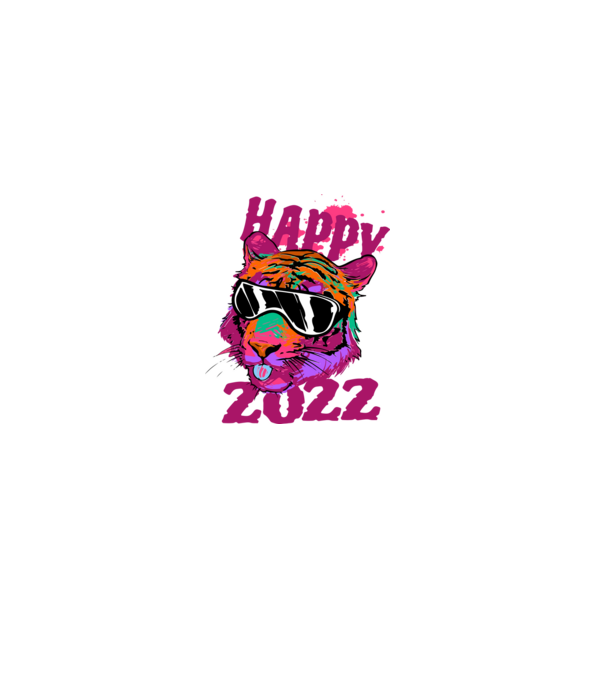 Happy 2022 tiger model alb pe tricou