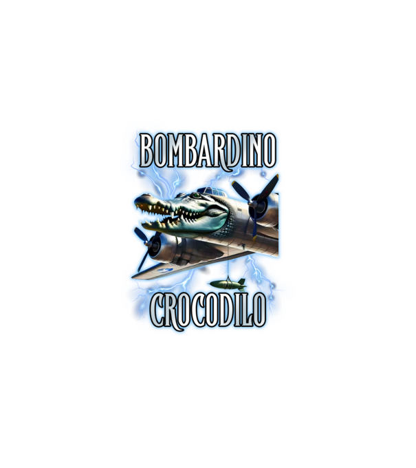 Bombardino Crocodilo model negru pe tricou