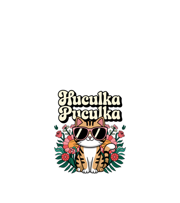 Huculka Puculka pisică 3 model alb pe tricou