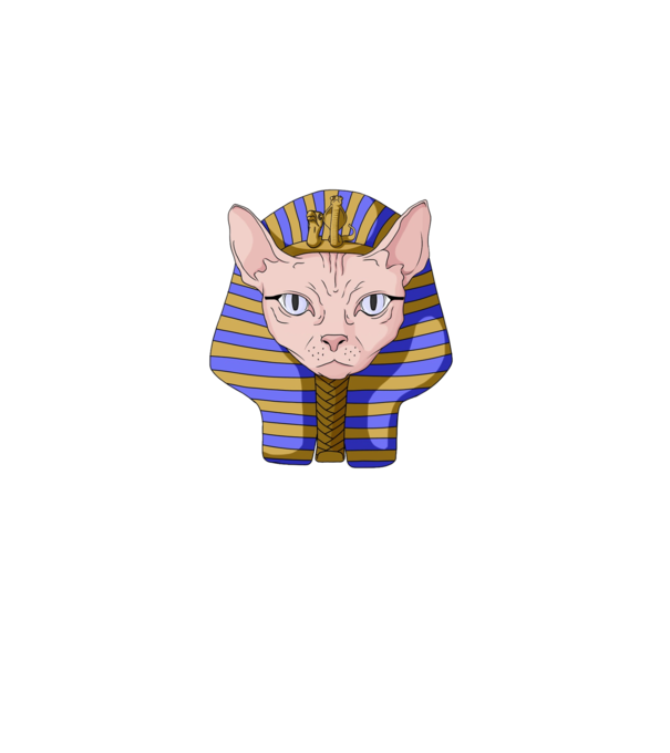 sphynx cat pharaoh model albastru închis pe tricou