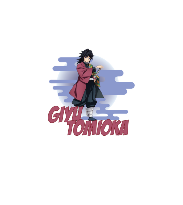 Demon Slayer Giyu model alb pe tricou