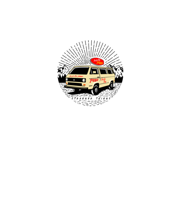 surfer boy pizza bus stranger things model gri pe tricou