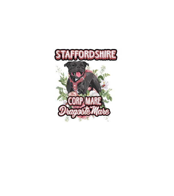 american staffordshire terrier - corp mare, dragoste mare model alb pe tricou