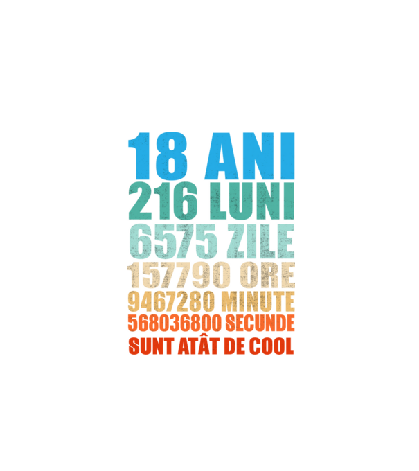 De 18 ani - luni - zile - ore - minute - secunde - sunt atât de cool model negru pe tricou