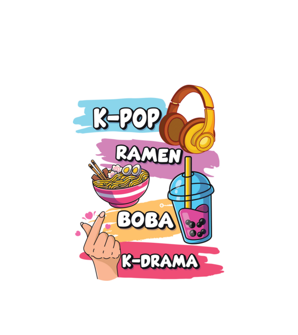 K-POP RAMEN BOBA K-DRAMA model alb pe tricou