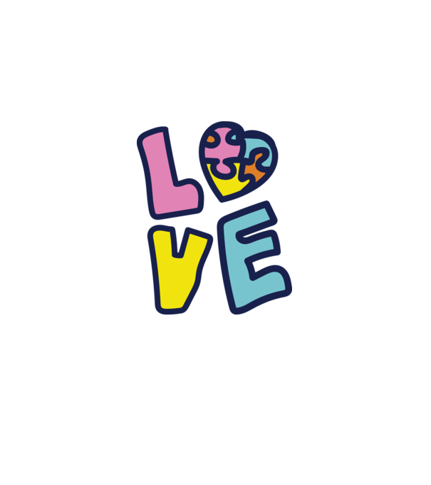 Ziua Mondială a Autismului LOVE model alb pe tricou