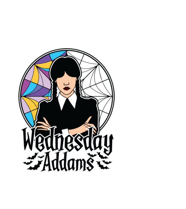 Wednesday Window colorful model alb pe tricou
