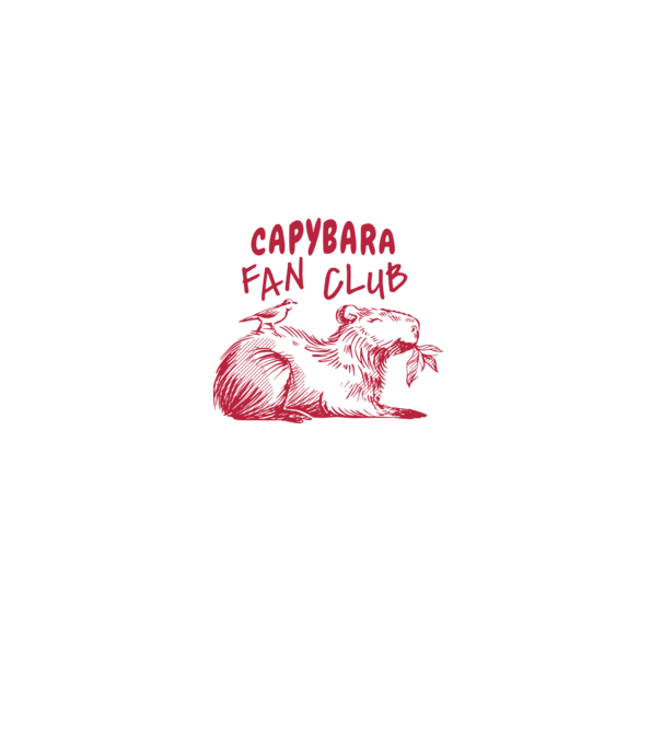 Capybara fan club model alb pe tricou