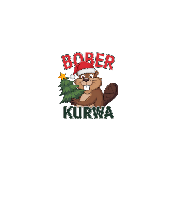 Bober kurwa Christmas model alb/roșu pe tricou