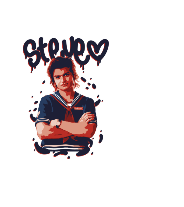 steve stranger things model negru pe tricou