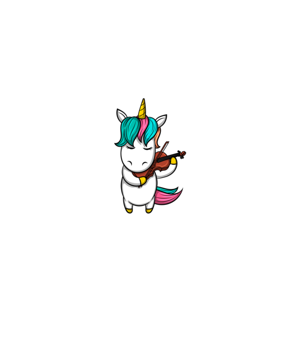 Unicorn Violin model alb pe tricou